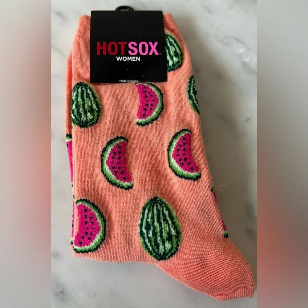 NWT TWO LEFT FEET AND HOT SOX TROUSER SOX. WINE O’ CLOCK, HOT SOX WATERMELON